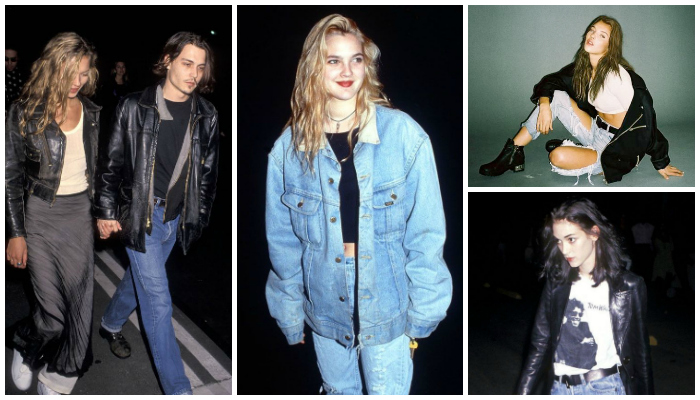 '90s Grunge Style Icons Kate Moss Johnny Depp Drew Barrymore Kate Moss Winona Ryder