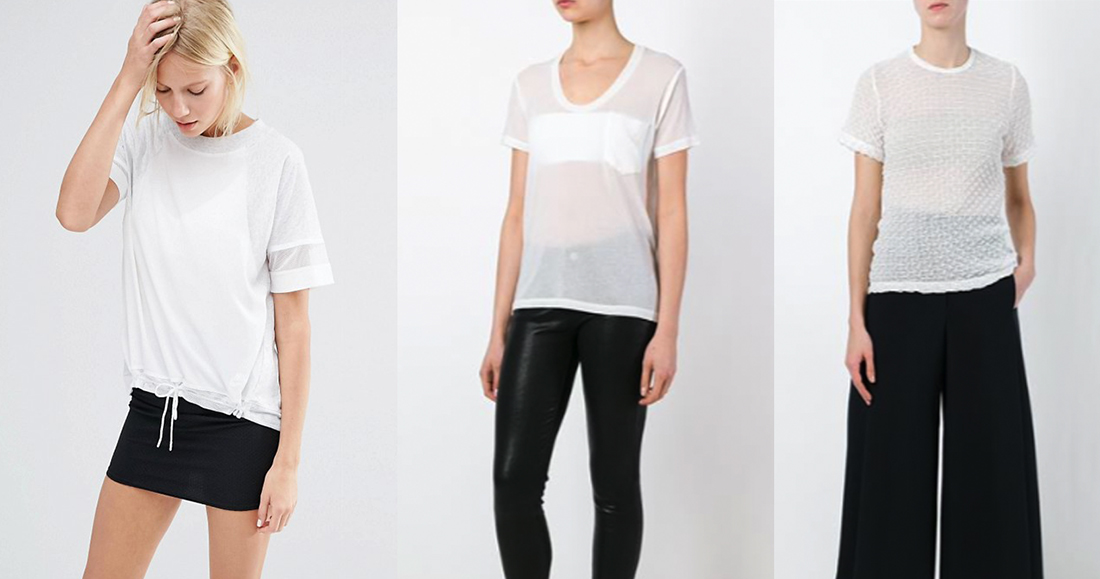 outfit grid sheer white t shirts women fashion
