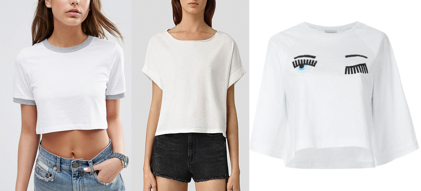 outfit grid white t shirts cropped women fashion