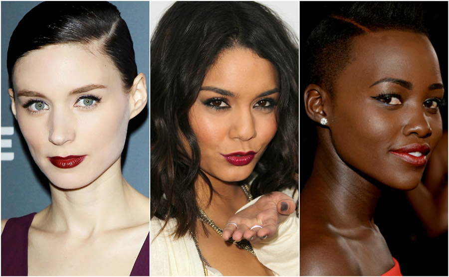 Dark Red Lipstick Celebrity Skin Tone Fair Olive Dark Rooney Mara Vanessa Hudgens Lupita Nyongo