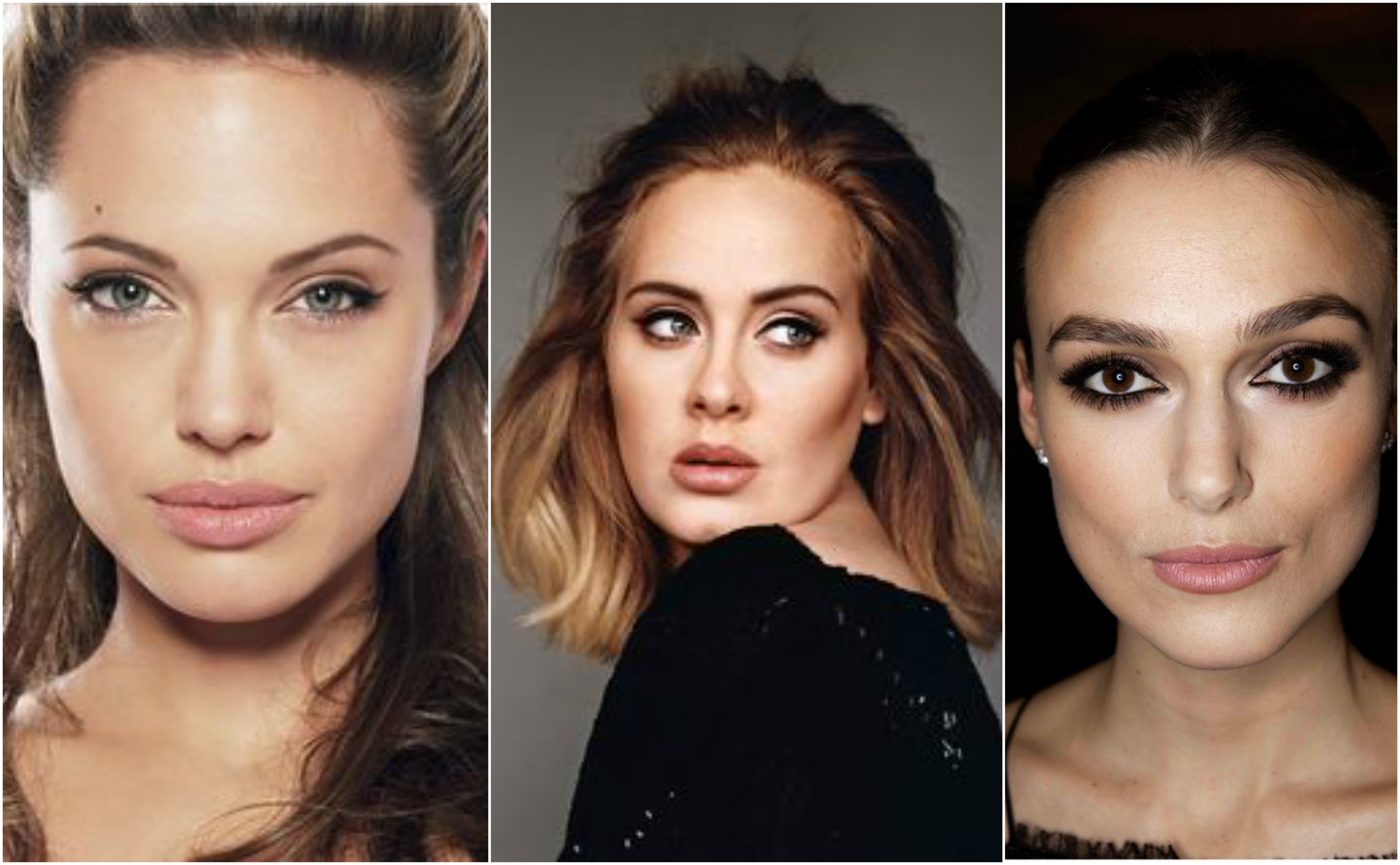 Celebrity make up inspiraton grid: Angelina Jolie, Adele & Keira Knightley 