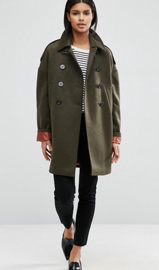 ASOS Oversized Pea Coat with Contrast Liner £85