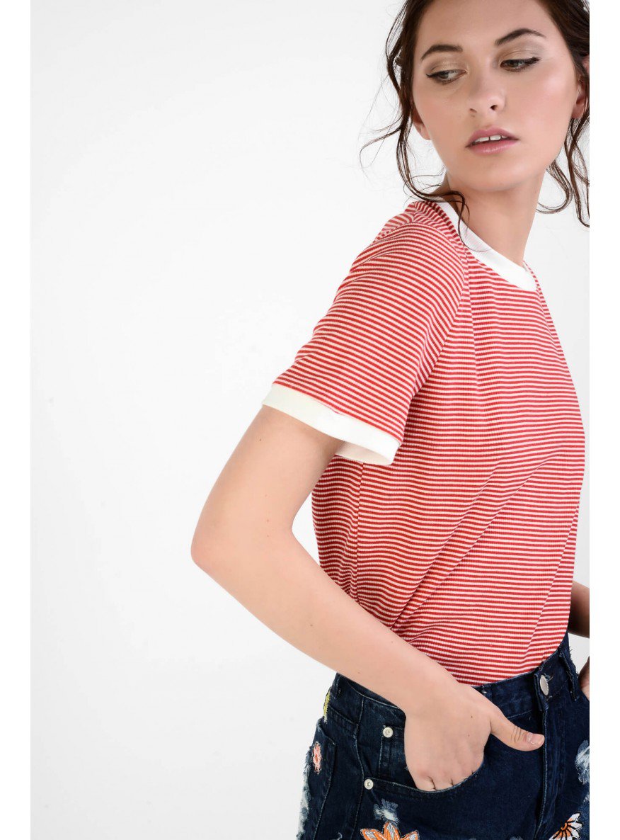 Glamorous Striped Red and White Tee £15.00