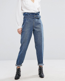 Asos Lost Ink Mom Jeans With Paper Bag Waist