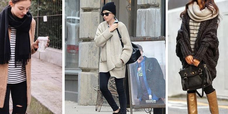 Three women show off their long cardigan outfits for autumn/winter