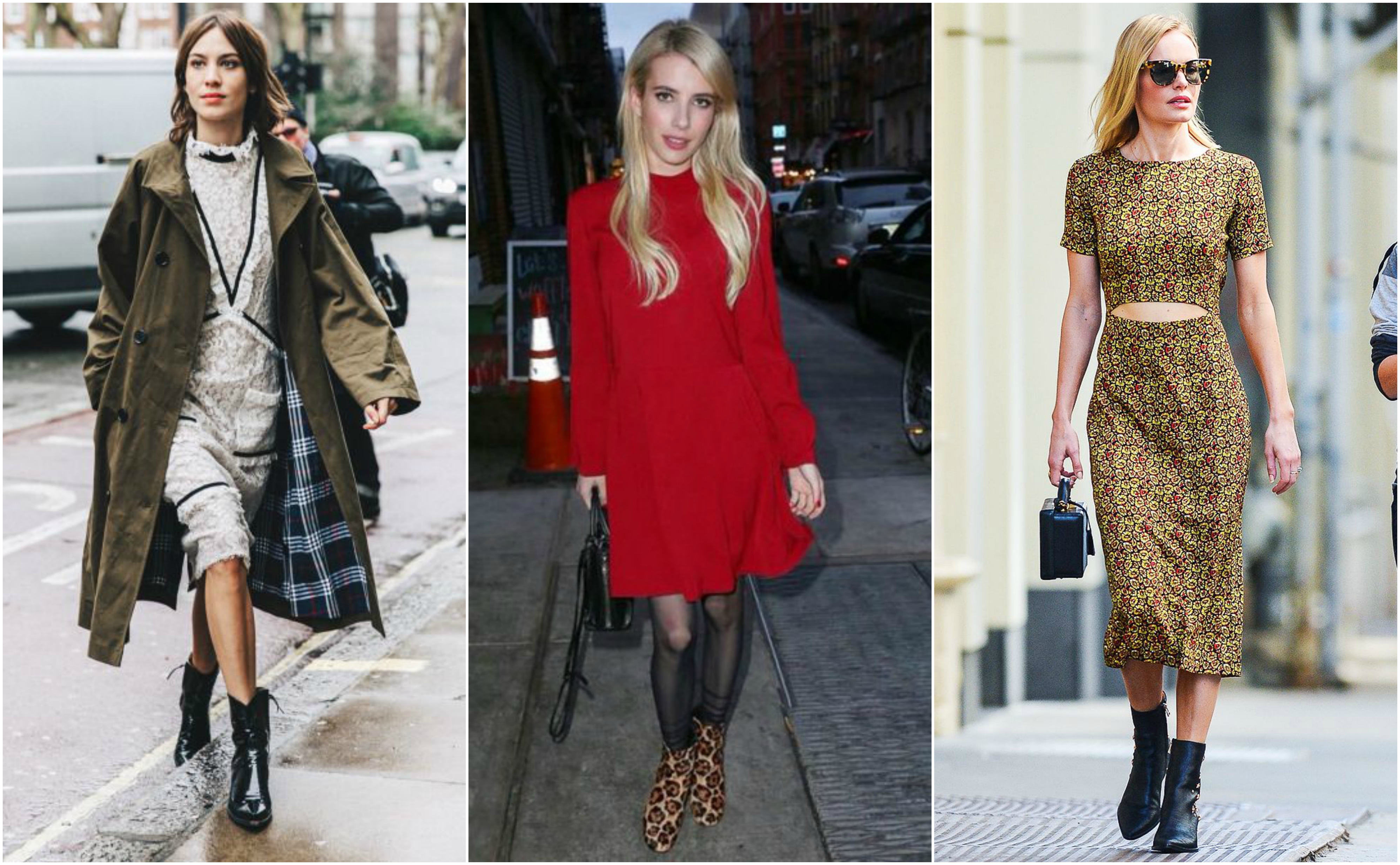 Celebrities in Chelsea boots and winter dresses: Alexa Chung, Emma Roberts, Kate Bosworth