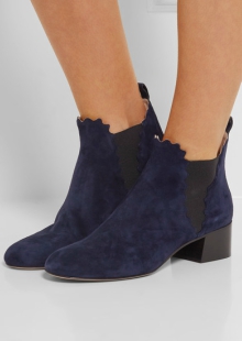 Net-a-Porter Chloe Suede Scalloped Ankle Boots