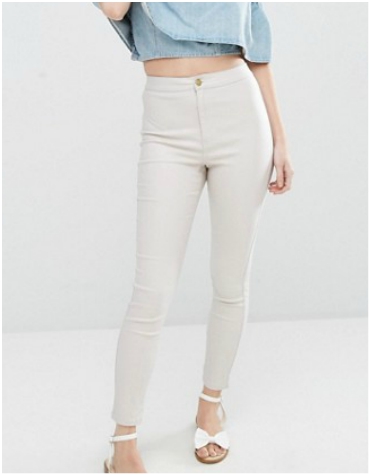 Asos Missguided Petite Vice High Waited Coated Jeans in Champagne