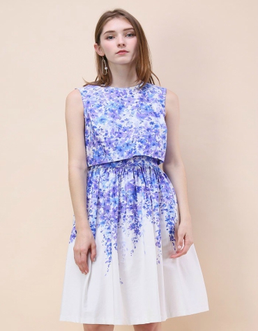 Twinset summer dress with purple and blue flower print