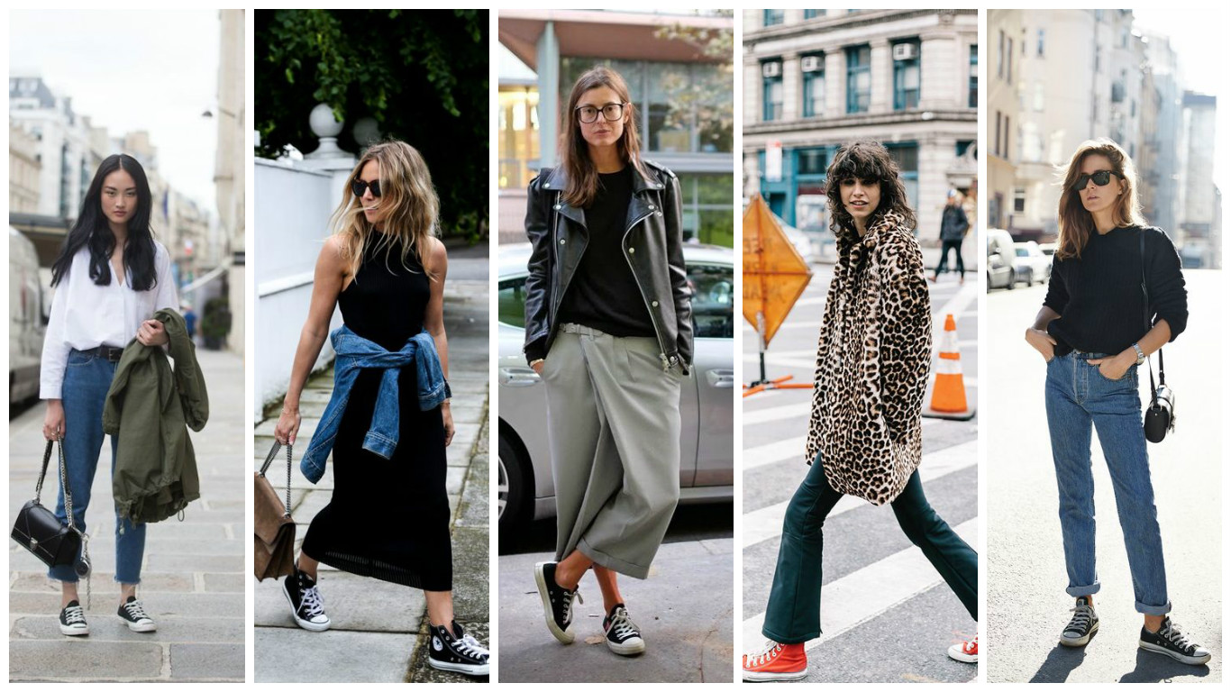 Five women demonstrate how to wear Converse during the day