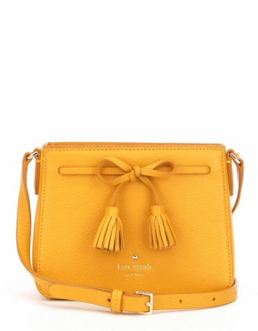 Textured pebble leather cross body bag in yellow