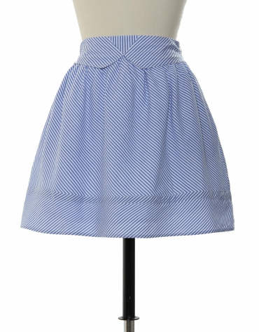 Blue stripe a-line skirt with detailed waistband