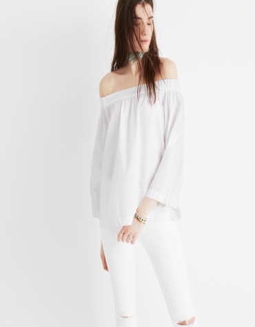 Off the shoulder white top with flared sleeves