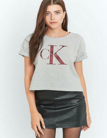 Calvin Klein Cropped Grey Logo T-shirt