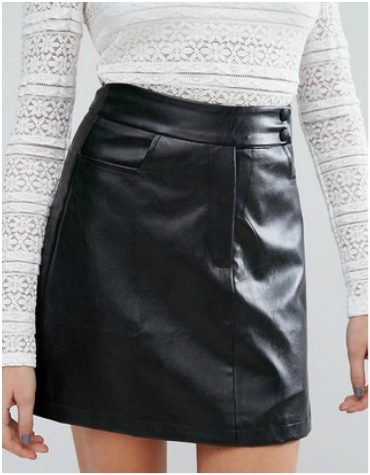 ASOS black mini skirt in faux leather