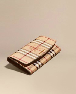 Burberry HAYMARKET CHECK AND LEATHER CONTINENTAL WALLET