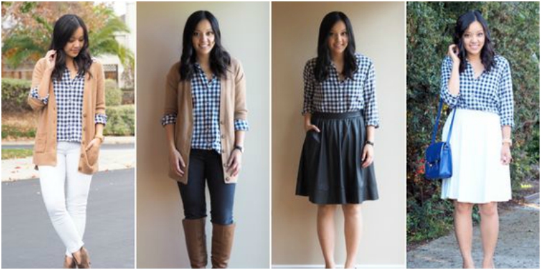 Four ways to wear a black and white checked shirt