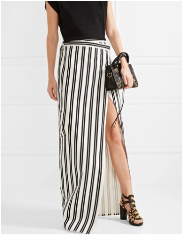 Net-a-Porter Balenciaga Striped Cotton-Twill Wrap Skirt