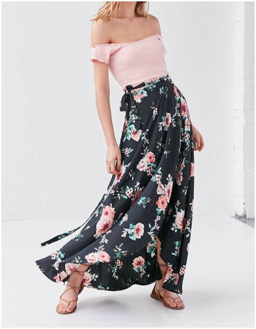 Urban Outfitters BOG Collective Tulip Wrap Maxi Skirt