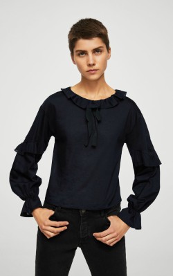 12 Pieces for a Hepburn-inspired Wardrobe - Mango Bow ruffle t-shirt - $39.99