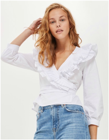 Topshop Pleated Ruffle Wrap Top £36 Topshop White Pleated Ruffle Wrap Top