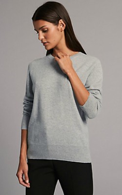 Marks and Spencer Autograph Pure Cashmere Round Neck Jumper - £75 in silver grey shop