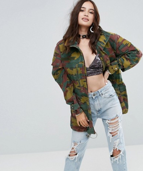 ASOS Reclaimed Vintage Revived Military Jacket In Camo