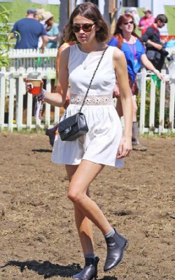 Alexa Chung festival style white sundress and chelsea boots - shop the look
