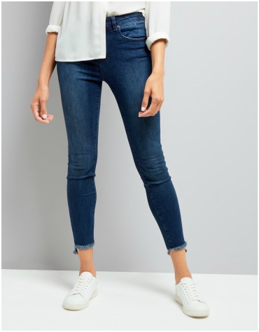 New Look Pale Blue Fray Hem Skinny Jenna Jeans