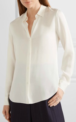 Net-a-Porter Theory Tenia silk crepe de chine shirt - white silk shirt