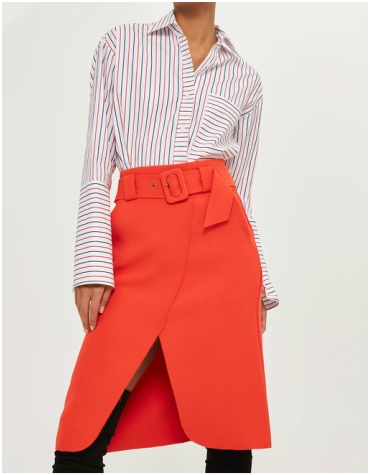 Topshop Belted Curse Wrap Midi Skirt