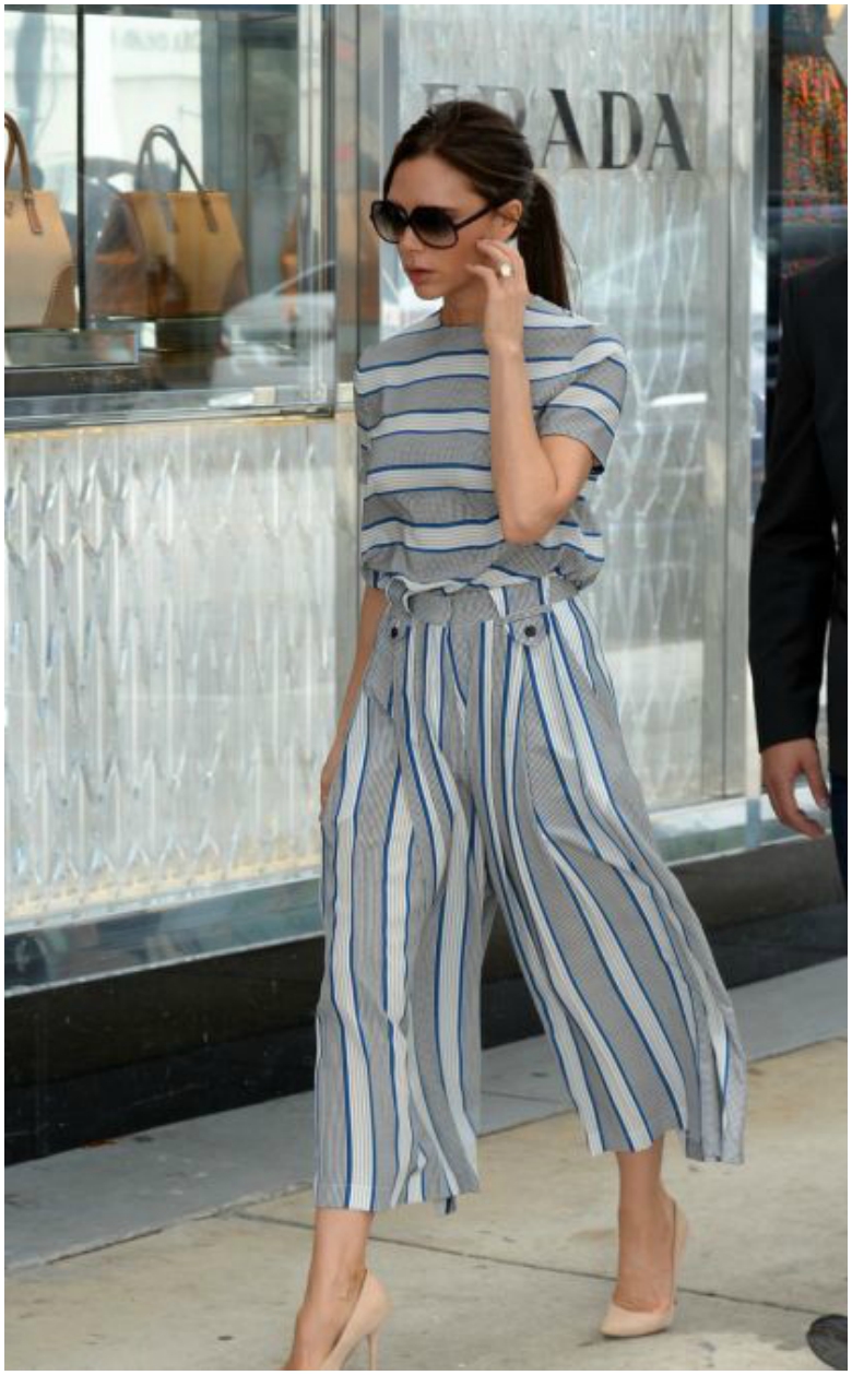 Victoria Beckham grey stripe jumpsuit