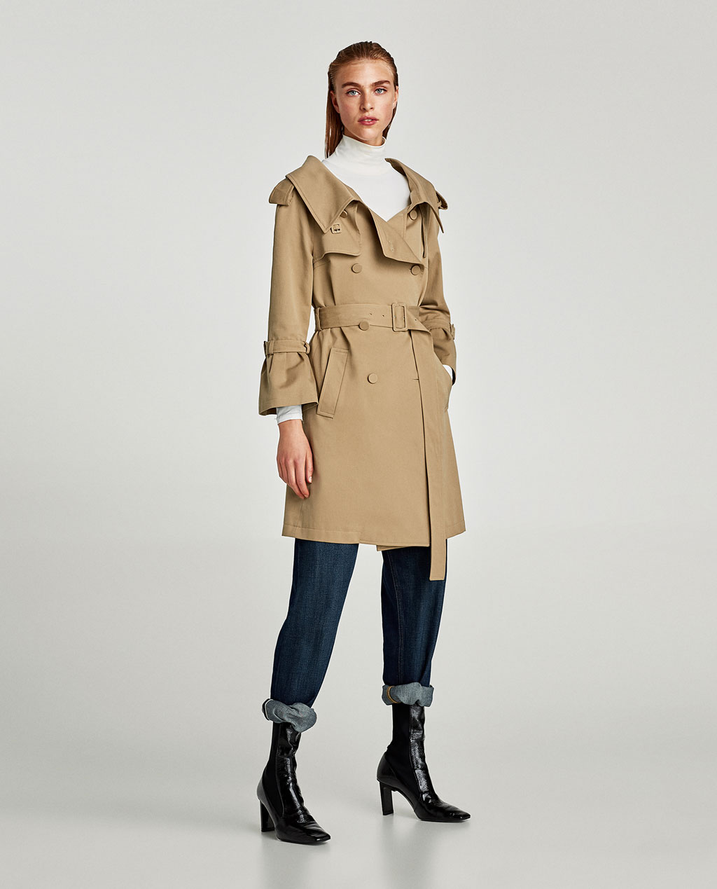 Zara Trench Coat with Oversized Collar