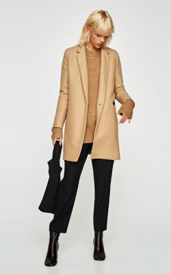 Zara SOFT-FEEL DOUBLE-BREASTED COAT - £69.99 camel coat - shop