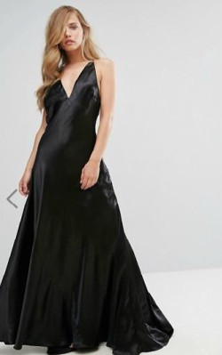 ASOS Fame and Partners Premium Metallic Gown with Fishtail - $245 - full length black ball gown