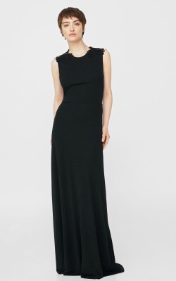Mango Guipure appliqué dress - $199.99 - full length black dress