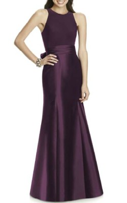 Nordstrom Alfred Sung Mikado Jersey Bodice Trumpet Gown - $218 - full length purple evening gown