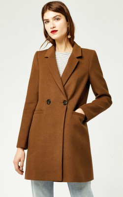 Warehouse CLEAN CROMBIE - £86 in camel