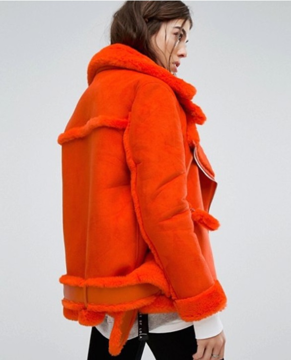 ASOS Story Of Lola Oversized Aviator Coat With Faux Shearling Lining