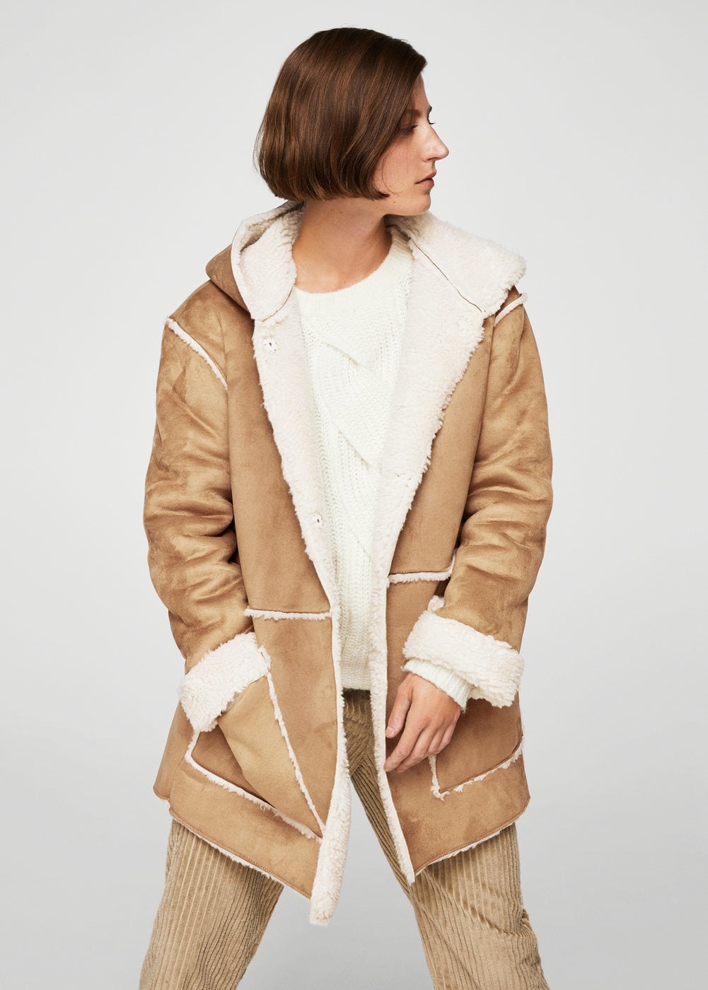 MANGO Faux shearling-lined coat
