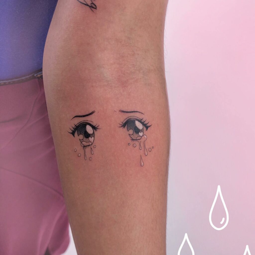 Crying Anime Eyes Tattoo