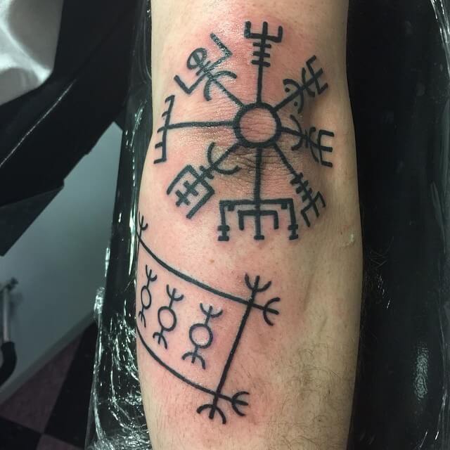 Viking Compass Tattoo Elbow