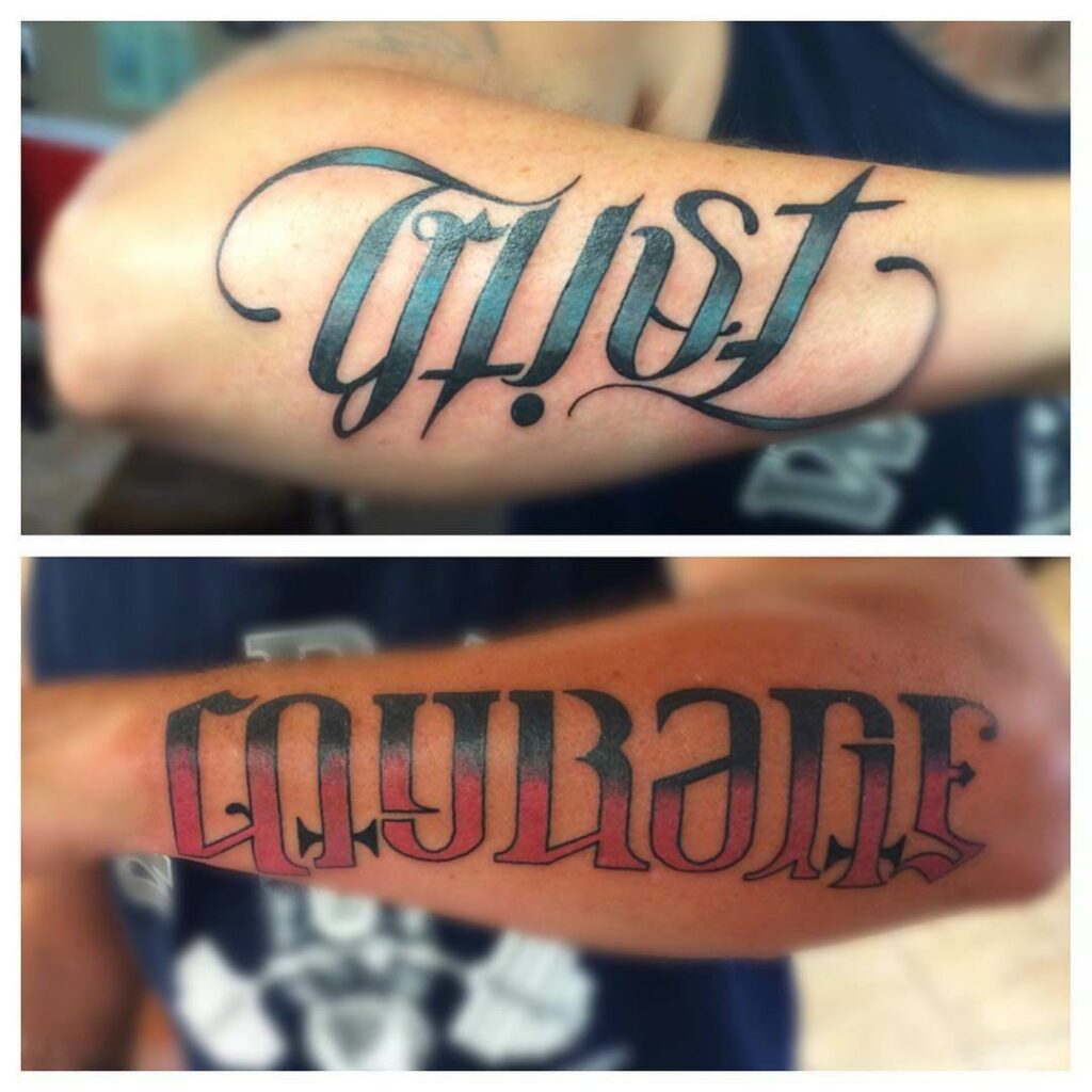 Groovy Lettering American Pride Tattoos