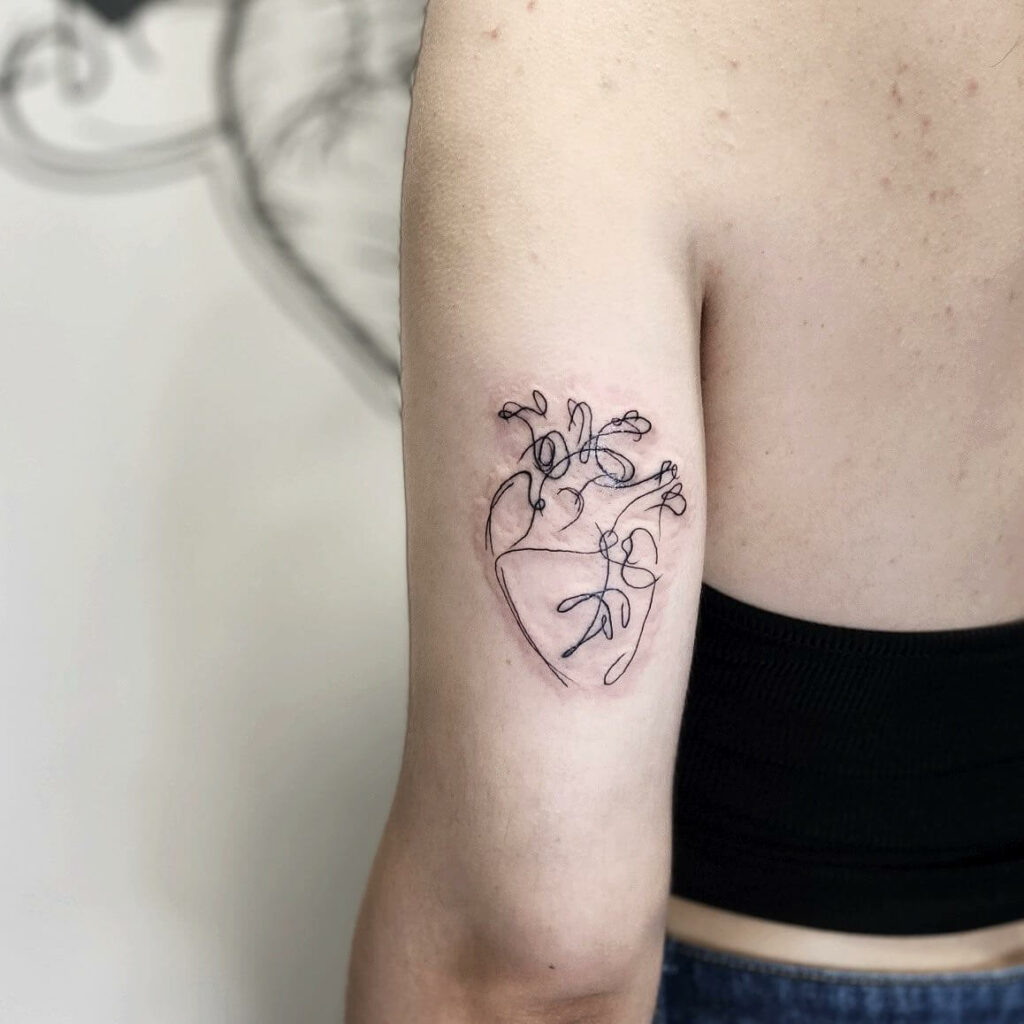Abstract Anatomical Heart Tattoo