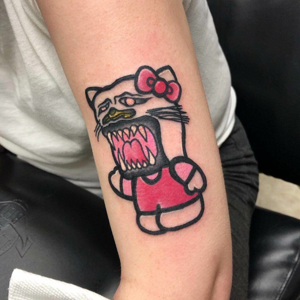 Hello Kitty Sucky Panther Tattoo Design