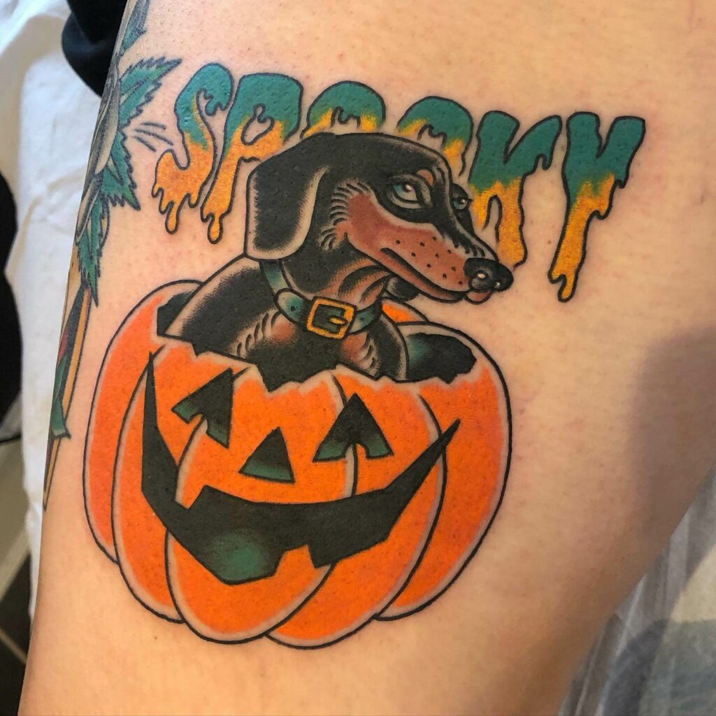 Halloween Dachshund Dog Tattoo