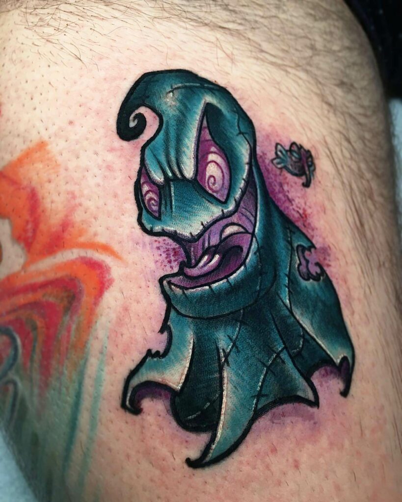 Colorful And Scary Ghost Tattoo Design