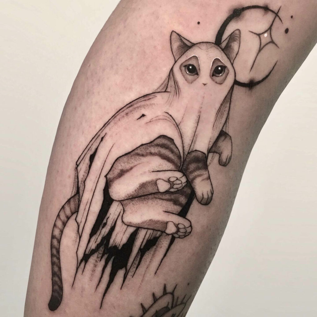 Ghost Cat Tattoo