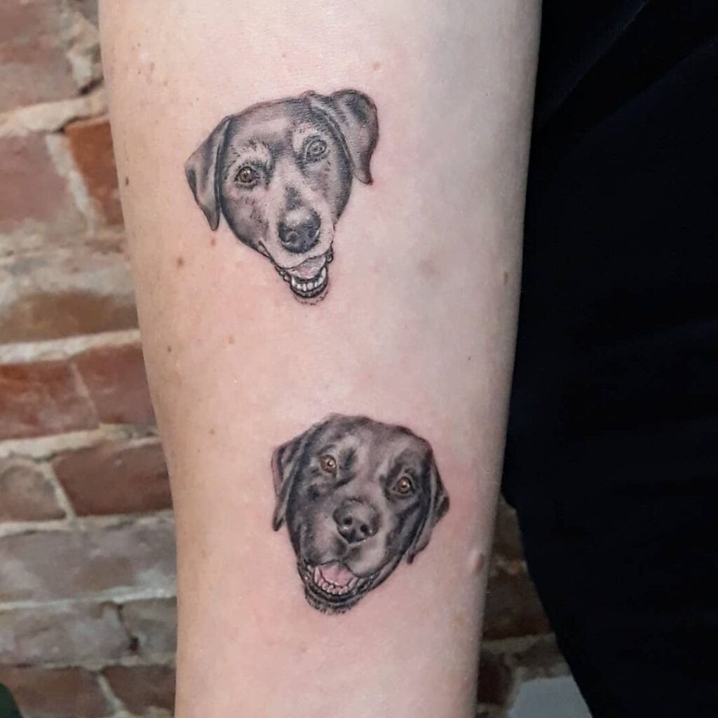 Simple Twin Black Lab Tattoo