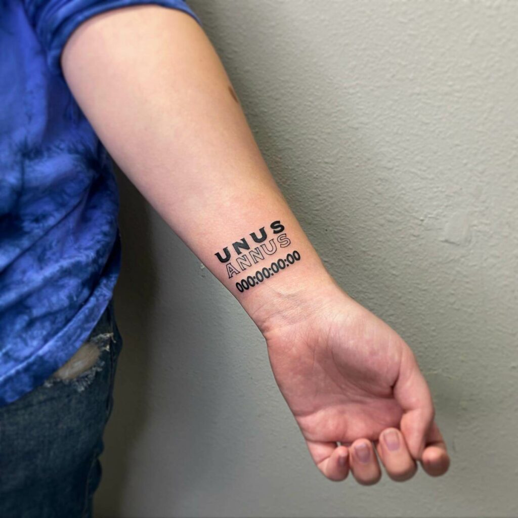The Unus Annus Typography Tattoo
